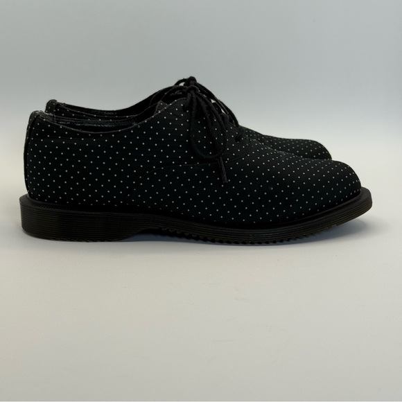 VTG Dr. Martens Polka Dot Oxford Shoes – Black Canvas Lace-Up Classic Punk Style - Picture 15 of 15